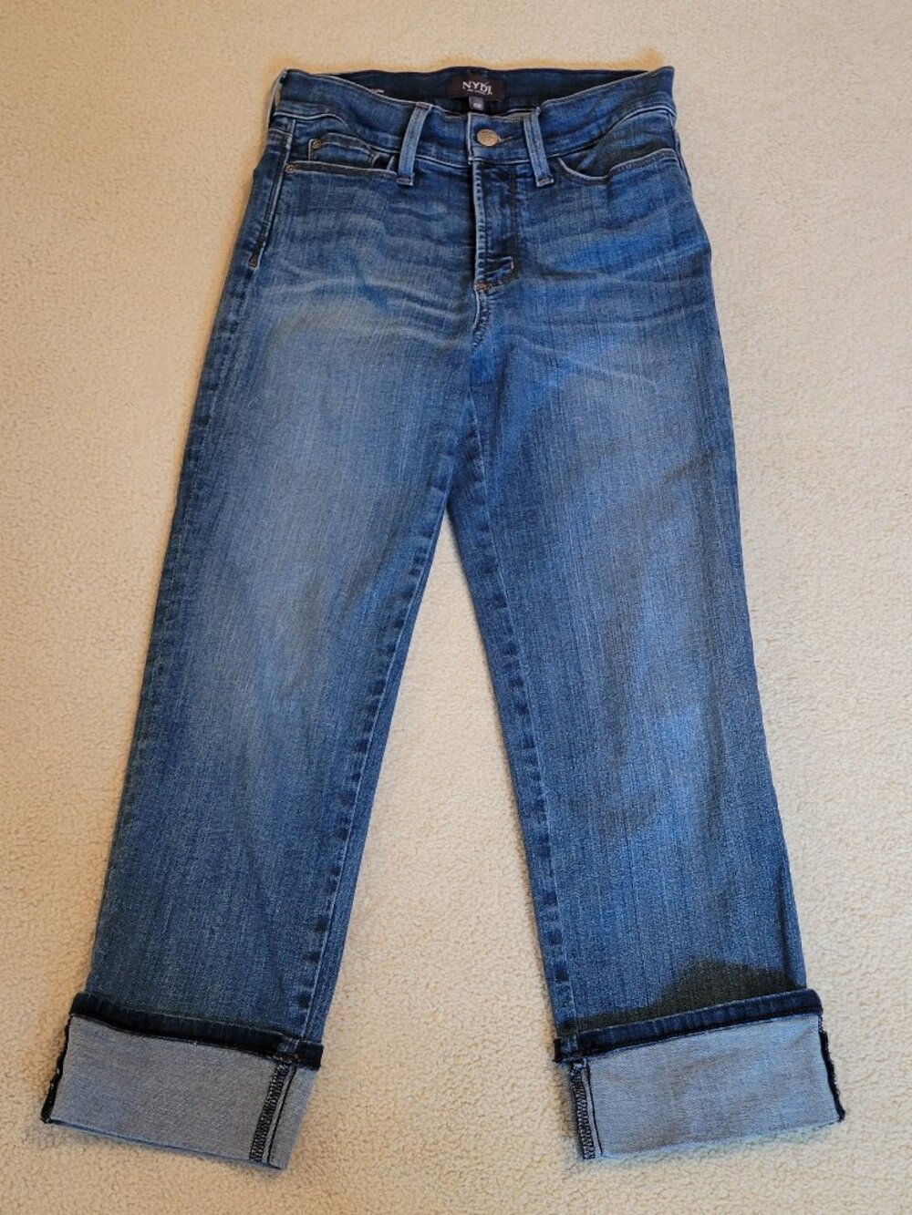 NYDJ Dayla Wide-Cuff Denim Capris, Size 00
